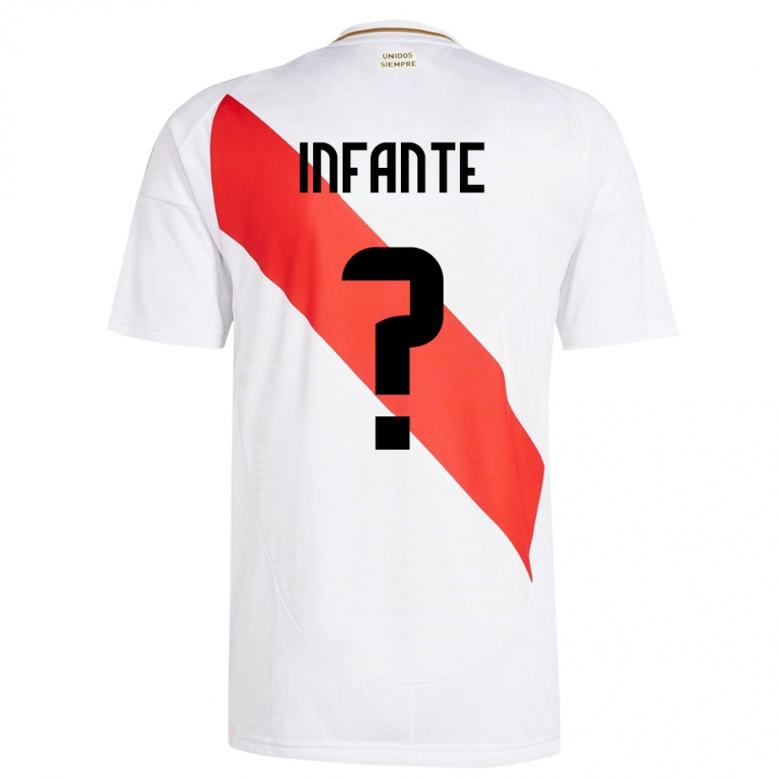 Vaikiškas Peru Maycol Infante #0 Baltas Namų Marškinėliai 24-26 T-Shirt