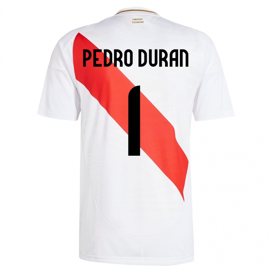 Vaikiškas Peru Juan Pedro Durán #1 Baltas Namų Marškinėliai 24-26 T-Shirt