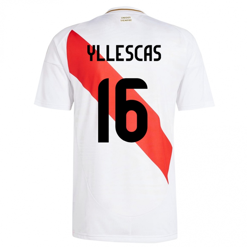 Vaikiškas Peru Jhosenffer Yllescas #16 Baltas Namų Marškinėliai 24-26 T-Shirt