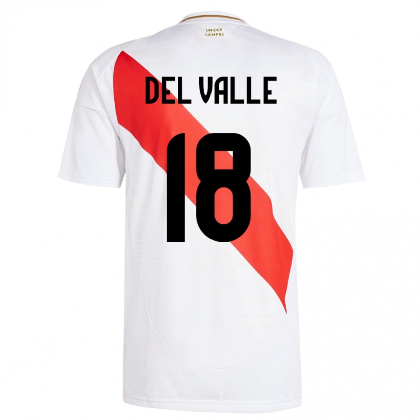 Vaikiškas Peru Yamir Del Valle #18 Baltas Namų Marškinėliai 24-26 T-Shirt