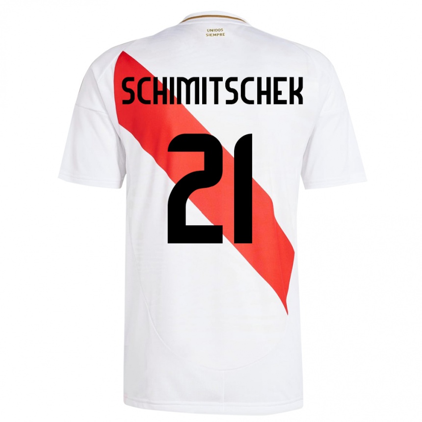 Vaikiškas Peru Ian Schimitschek #21 Baltas Namų Marškinėliai 24-26 T-Shirt