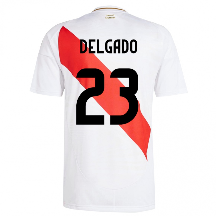 Vaikiškas Peru Valentino Delgado #23 Baltas Namų Marškinėliai 24-26 T-Shirt