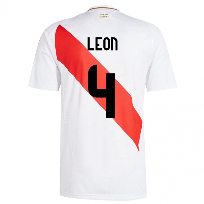 Vaikiškas Peru Mía León #4 Baltas Namų Marškinėliai 24-26 T-Shirt