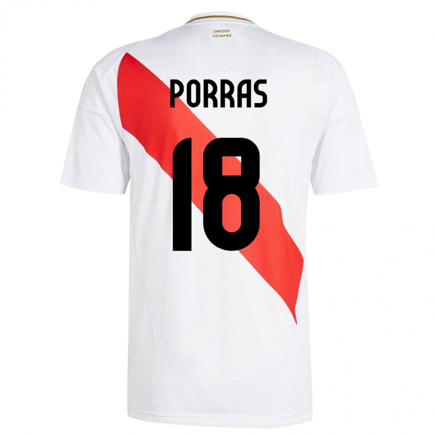 Vaikiškas Peru Sashenka Porras #18 Baltas Namų Marškinėliai 24-26 T-Shirt