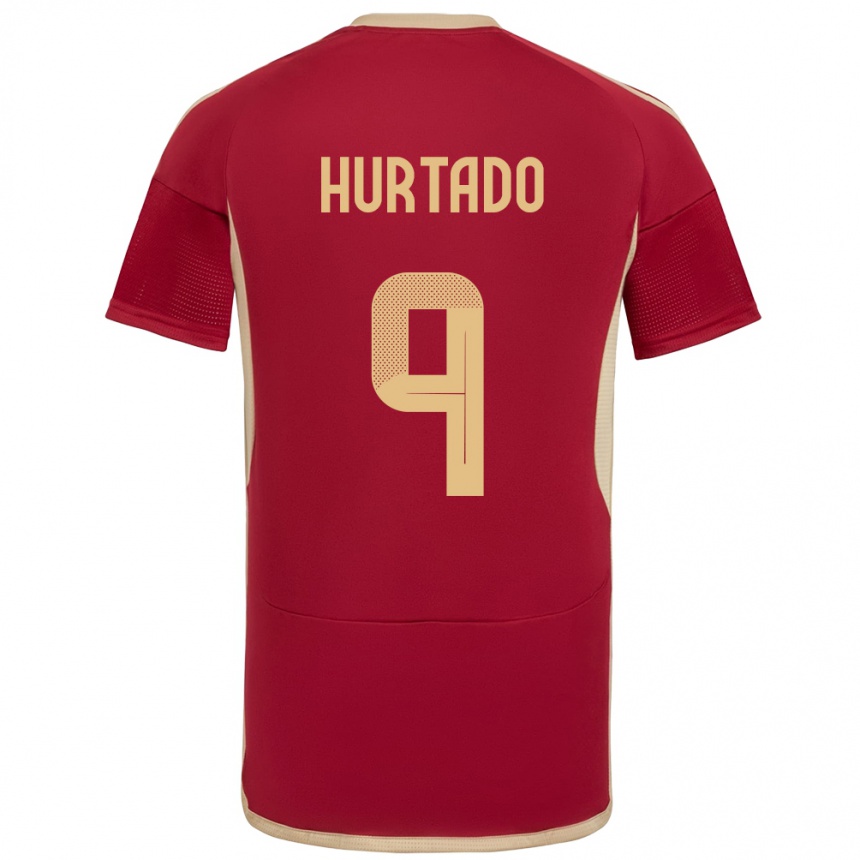 Vaikiškas Venesuela Jan Hurtado #9 Burgundija Namų Marškinėliai 24-26 T-Shirt