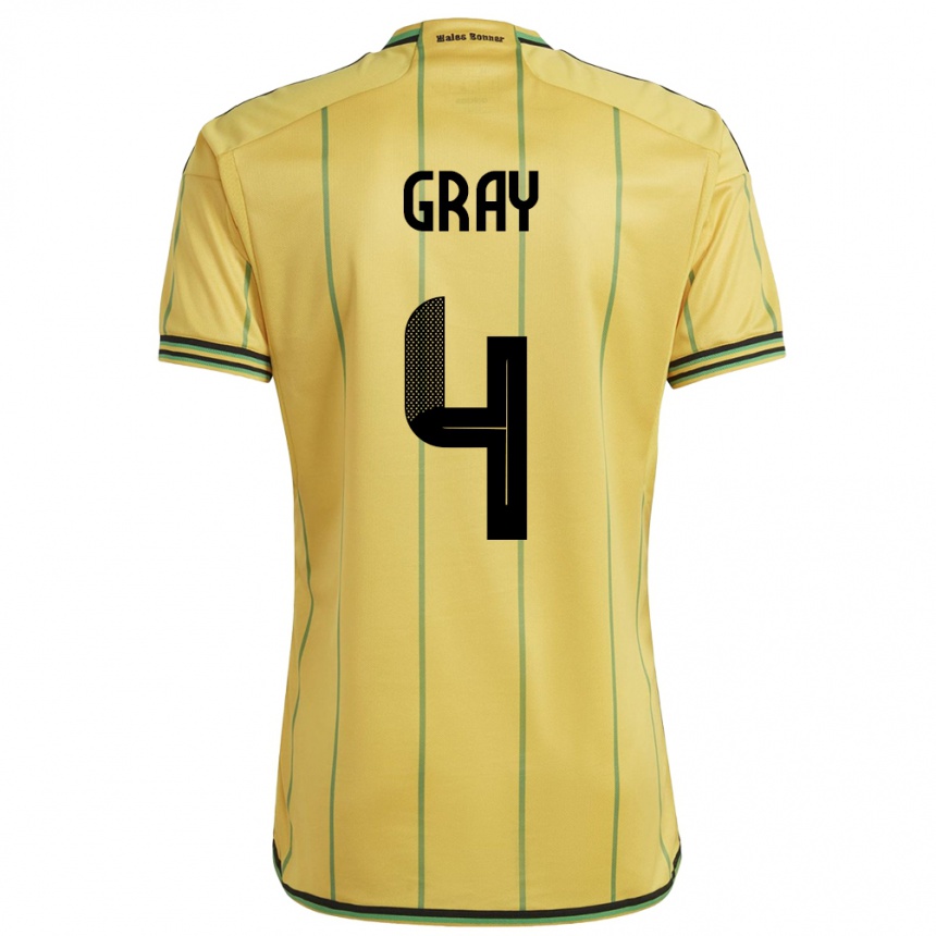 Vaikiškas Jamaika Tayvon Gray #4 Geltona Namų Marškinėliai 24-26 T-Shirt