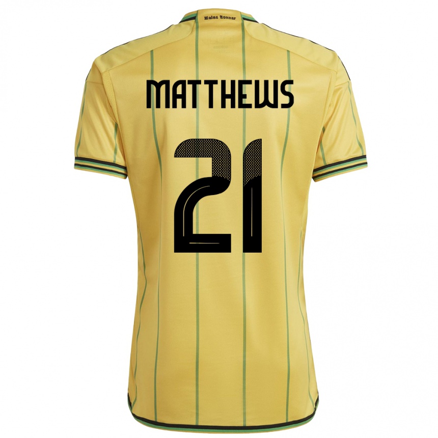 Vaikiškas Jamaika Cheyna Matthews #21 Geltona Namų Marškinėliai 24-26 T-Shirt