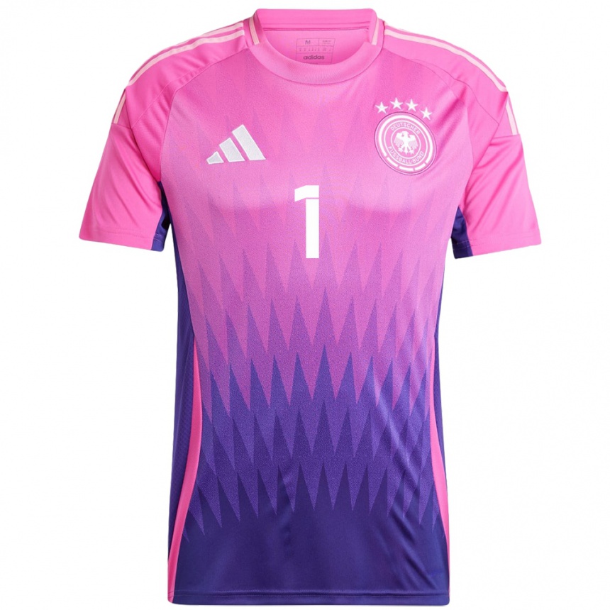 Vaikiškas Vokietija Manuel Neuer #1 Rožinė Violetinė Išvykos Marškinėliai 24-26 T-Shirt