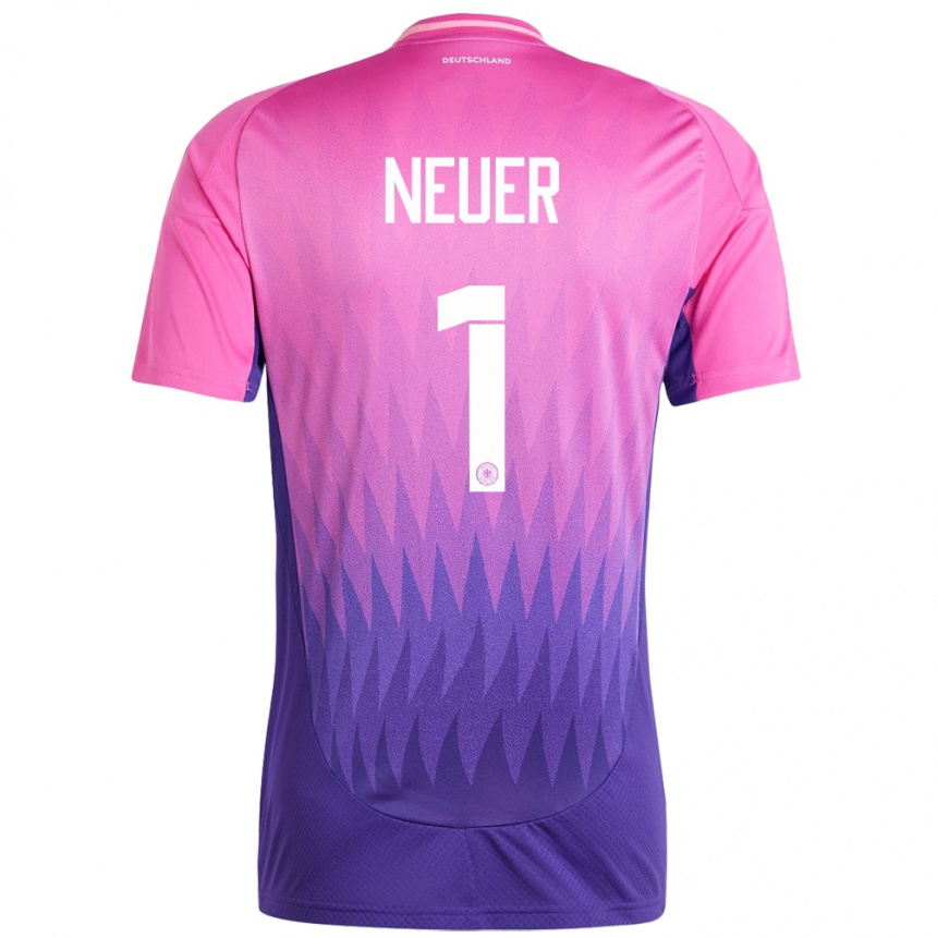 Vaikiškas Vokietija Manuel Neuer #1 Rožinė Violetinė Išvykos Marškinėliai 24-26 T-Shirt