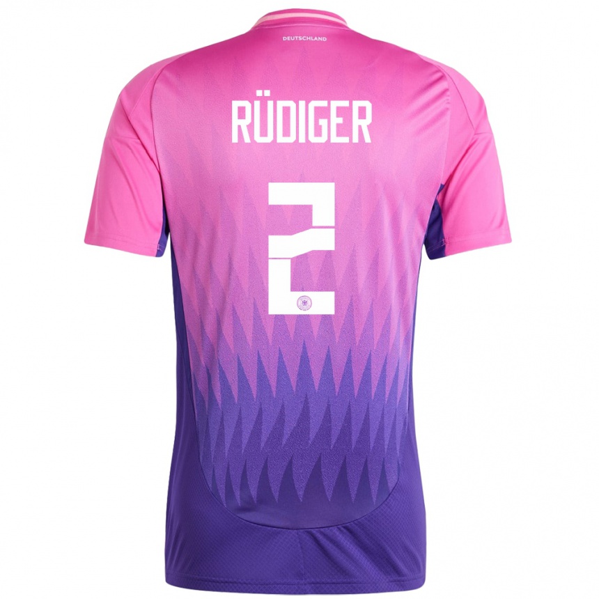 Vaikiškas Vokietija Antonio Rudiger #2 Rožinė Violetinė Išvykos Marškinėliai 24-26 T-Shirt