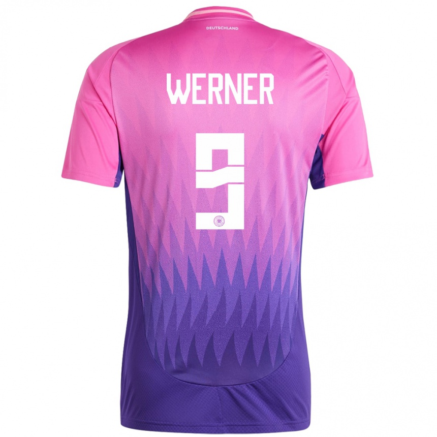 Vaikiškas Vokietija Timo Werner #9 Rožinė Violetinė Išvykos Marškinėliai 24-26 T-Shirt