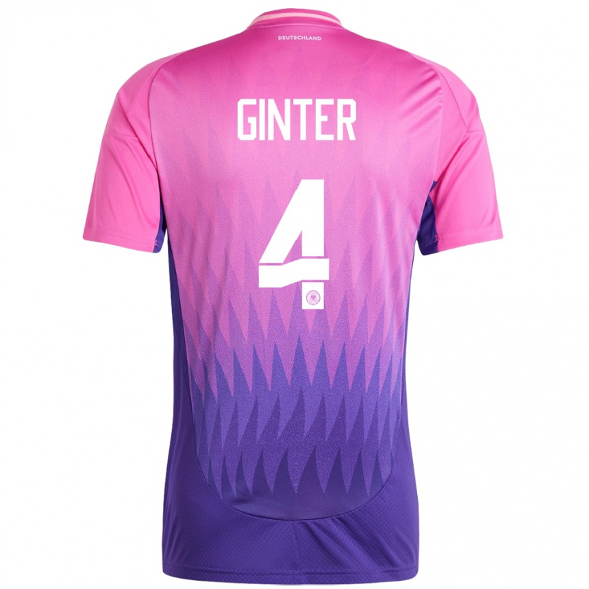 Vaikiškas Vokietija Matthias Ginter #4 Rožinė Violetinė Išvykos Marškinėliai 24-26 T-Shirt