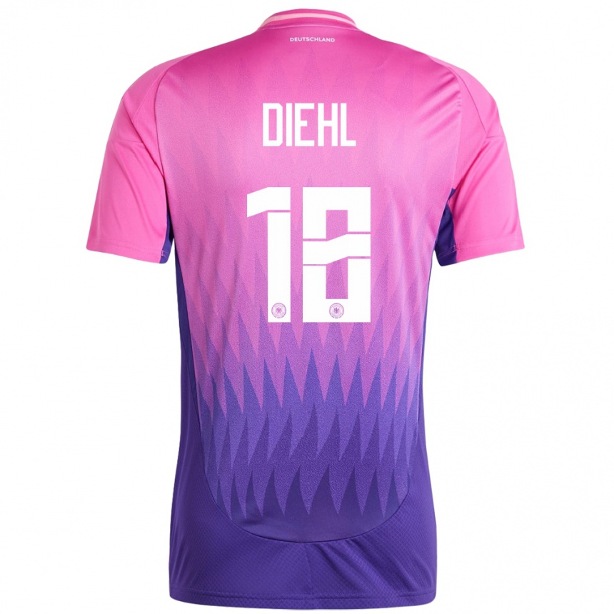 Vaikiškas Vokietija Justin Diehl #18 Rožinė Violetinė Išvykos Marškinėliai 24-26 T-Shirt