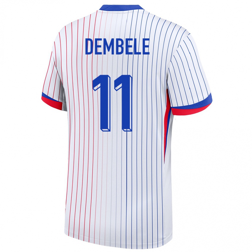 Vaikiškas Prancūzija Ousmane Dembele #11 Baltas Išvykos Marškinėliai 24-26 T-Shirt