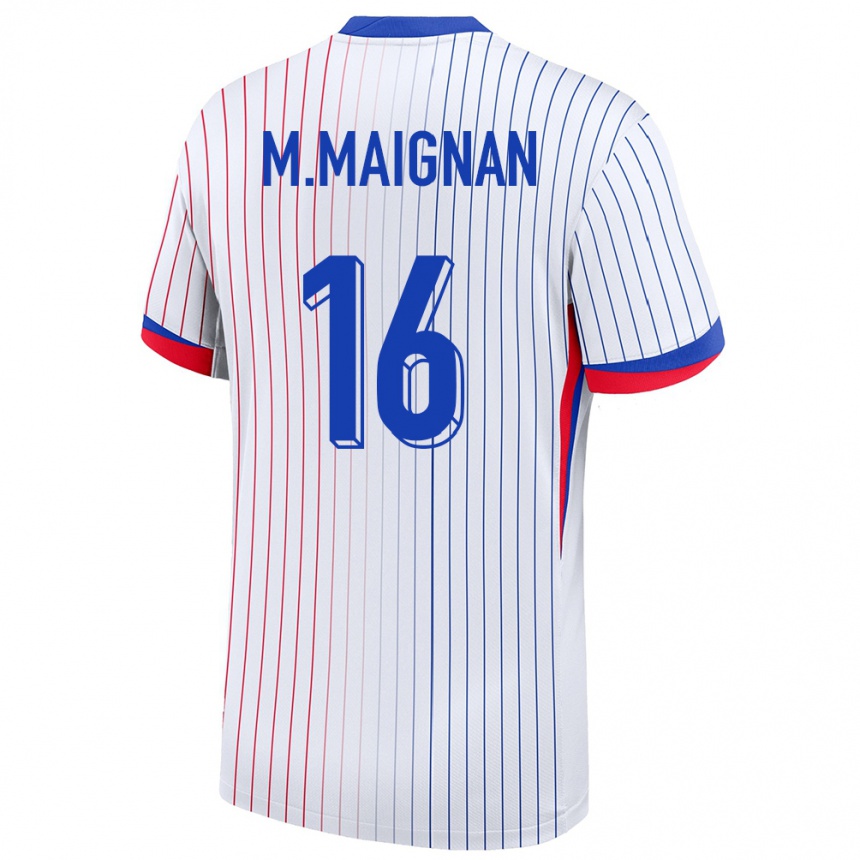 Vaikiškas Prancūzija Mike Maignan #16 Baltas Išvykos Marškinėliai 24-26 T-Shirt