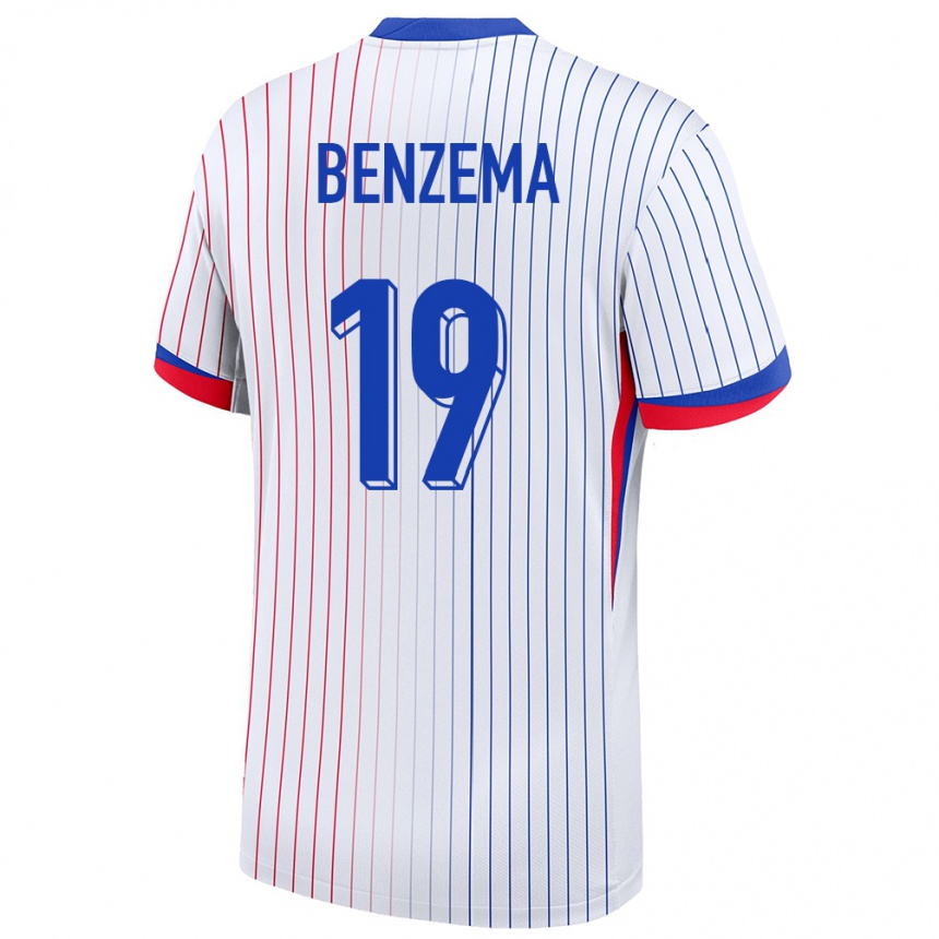 Vaikiškas Prancūzija Karim Benzema #19 Baltas Išvykos Marškinėliai 24-26 T-Shirt