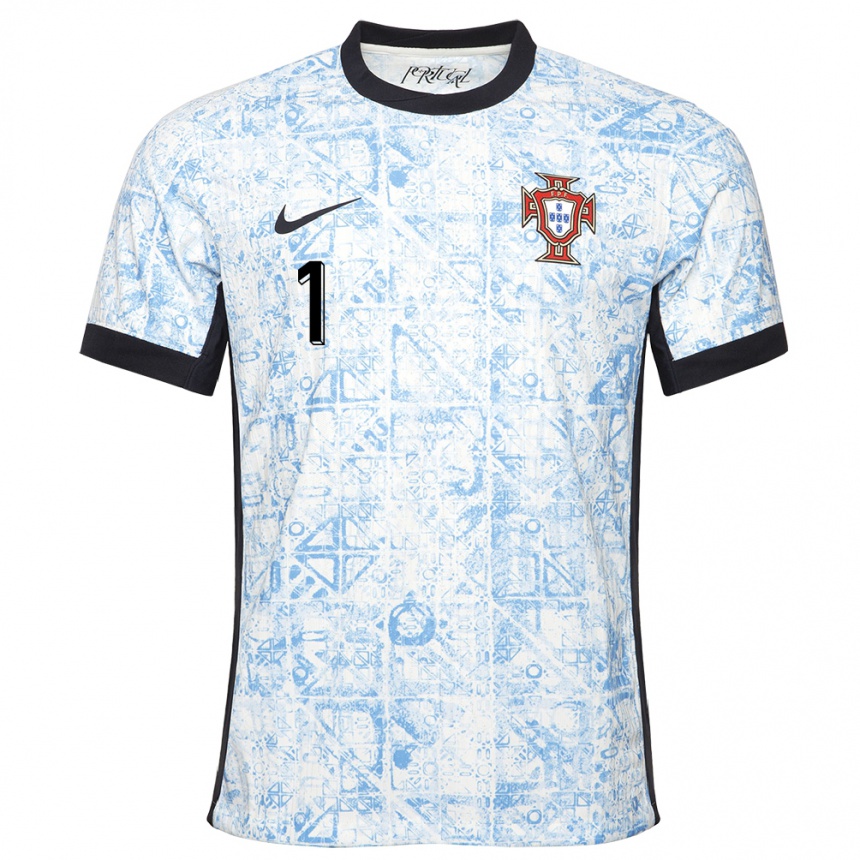 Vaikiškas Portugalija Rui Patricio #1 Kreminė Mėlyna Išvykos Marškinėliai 24-26 T-Shirt