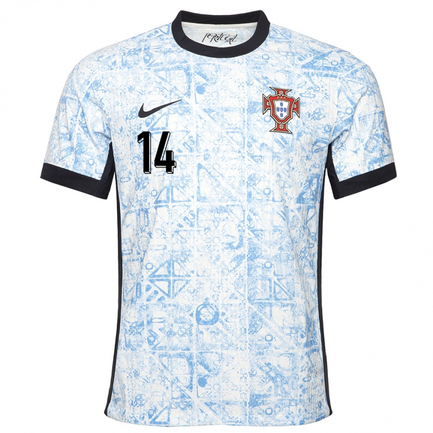 Vaikiškas Portugalija Goncalo Inacio #14 Kreminė Mėlyna Išvykos Marškinėliai 24-26 T-Shirt