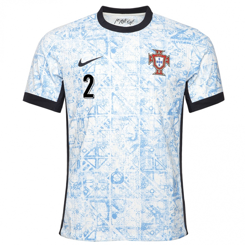 Vaikiškas Portugalija Goncalo Esteves #2 Kreminė Mėlyna Išvykos Marškinėliai 24-26 T-Shirt