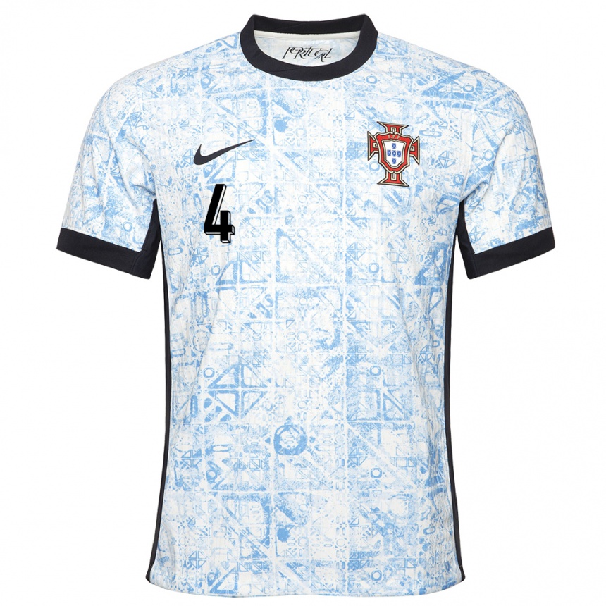 Vaikiškas Portugalija Gabi Bras #4 Kreminė Mėlyna Išvykos Marškinėliai 24-26 T-Shirt