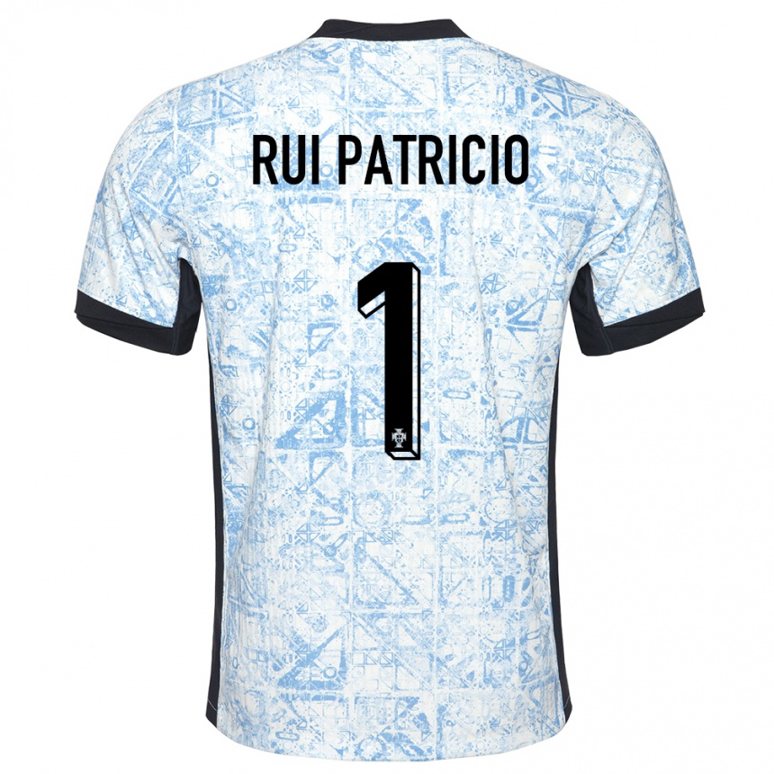 Vaikiškas Portugalija Rui Patricio #1 Kreminė Mėlyna Išvykos Marškinėliai 24-26 T-Shirt