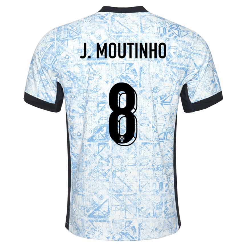 Vaikiškas Portugalija Joao Moutinho #8 Kreminė Mėlyna Išvykos Marškinėliai 24-26 T-Shirt