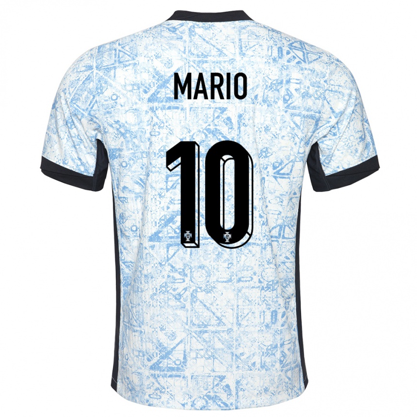 Vaikiškas Portugalija Joao Mario #10 Kreminė Mėlyna Išvykos Marškinėliai 24-26 T-Shirt