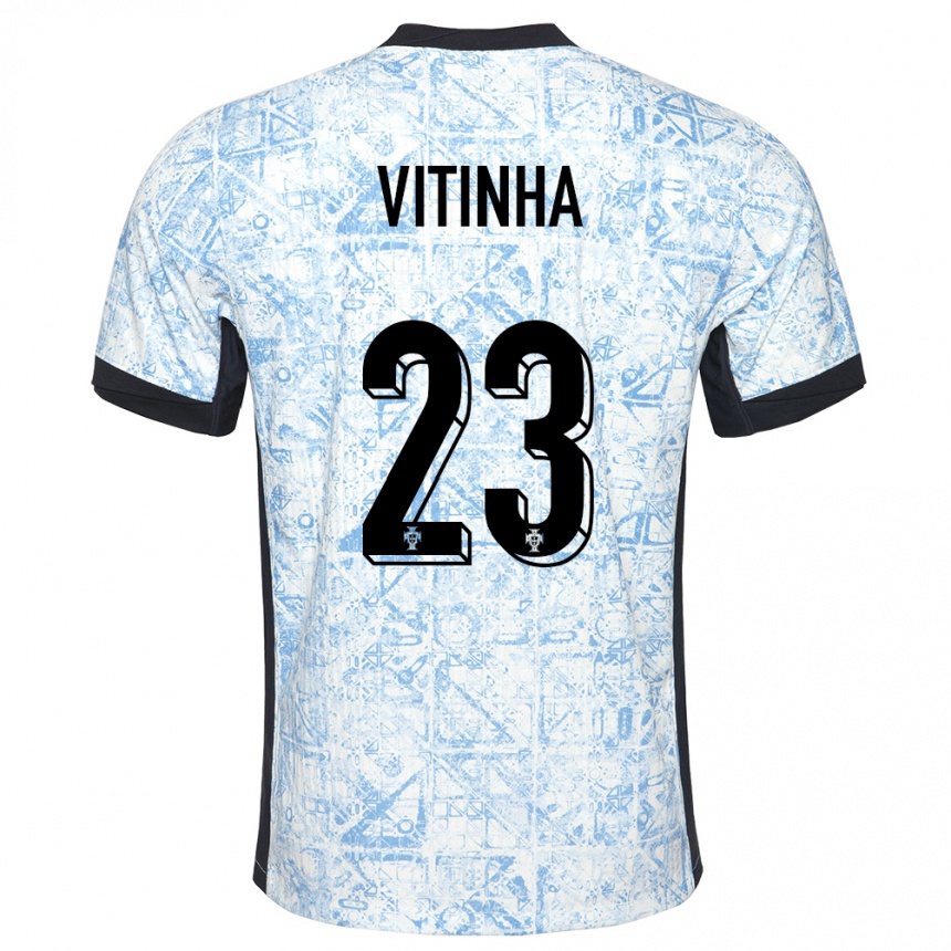 Vaikiškas Portugalija Vitinha #23 Kreminė Mėlyna Išvykos Marškinėliai 24-26 T-Shirt