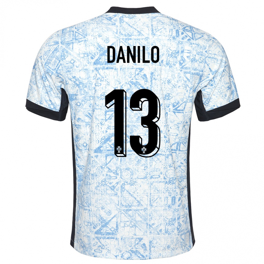 Vaikiškas Portugalija Danilo Pereira #13 Kreminė Mėlyna Išvykos Marškinėliai 24-26 T-Shirt