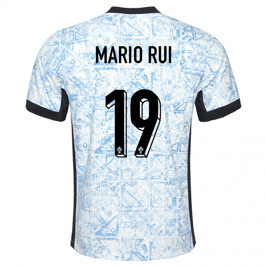 Vaikiškas Portugalija Mario Rui #19 Kreminė Mėlyna Išvykos Marškinėliai 24-26 T-Shirt