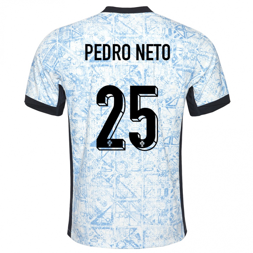 Vaikiškas Portugalija Pedro Neto #25 Kreminė Mėlyna Išvykos Marškinėliai 24-26 T-Shirt