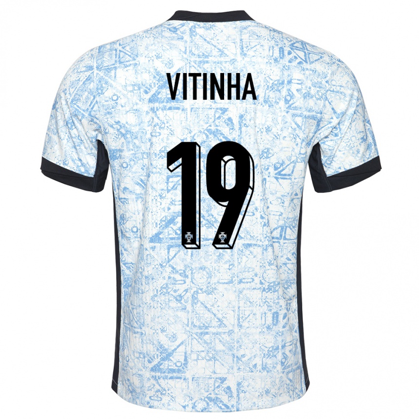 Vaikiškas Portugalija Vitinha #19 Kreminė Mėlyna Išvykos Marškinėliai 24-26 T-Shirt