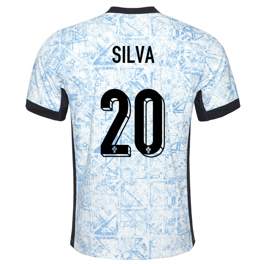 Vaikiškas Portugalija Fabio Silva #20 Kreminė Mėlyna Išvykos Marškinėliai 24-26 T-Shirt