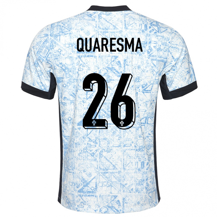 Vaikiškas Portugalija Eduardo Quaresma #26 Kreminė Mėlyna Išvykos Marškinėliai 24-26 T-Shirt