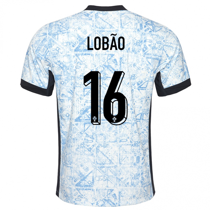 Vaikiškas Portugalija Diogo Lobao #16 Kreminė Mėlyna Išvykos Marškinėliai 24-26 T-Shirt