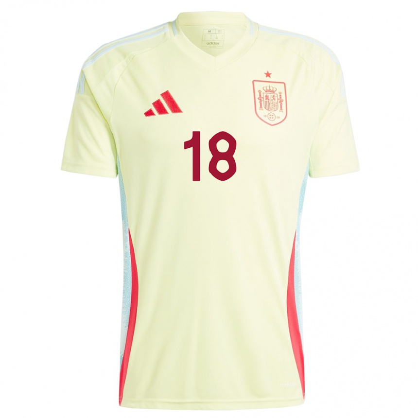 Vaikiškas Ispanija Jordi Alba #18 Geltona Išvykos Marškinėliai 24-26 T-Shirt