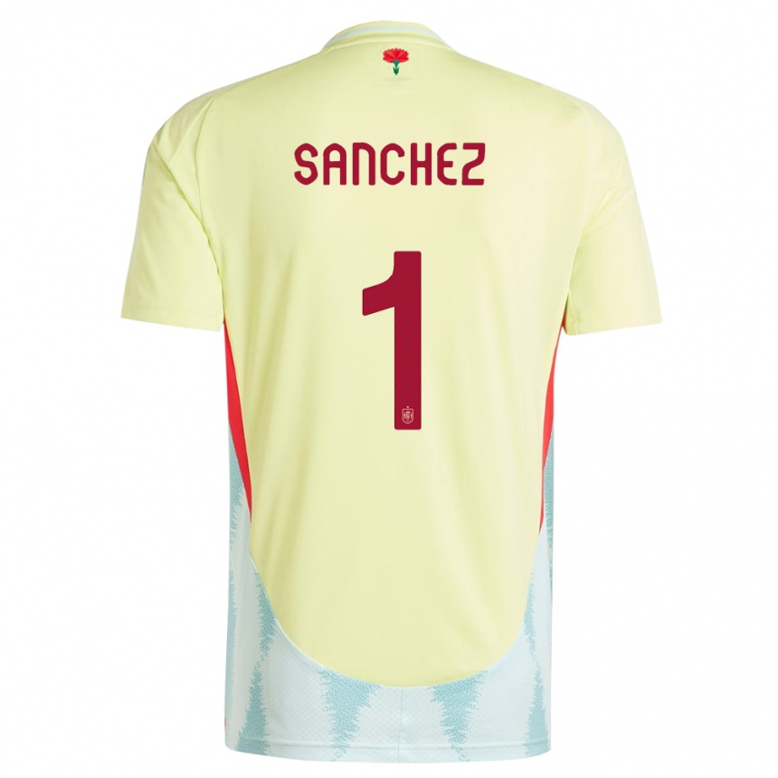 Vaikiškas Ispanija Robert Sanchez #1 Geltona Išvykos Marškinėliai 24-26 T-Shirt