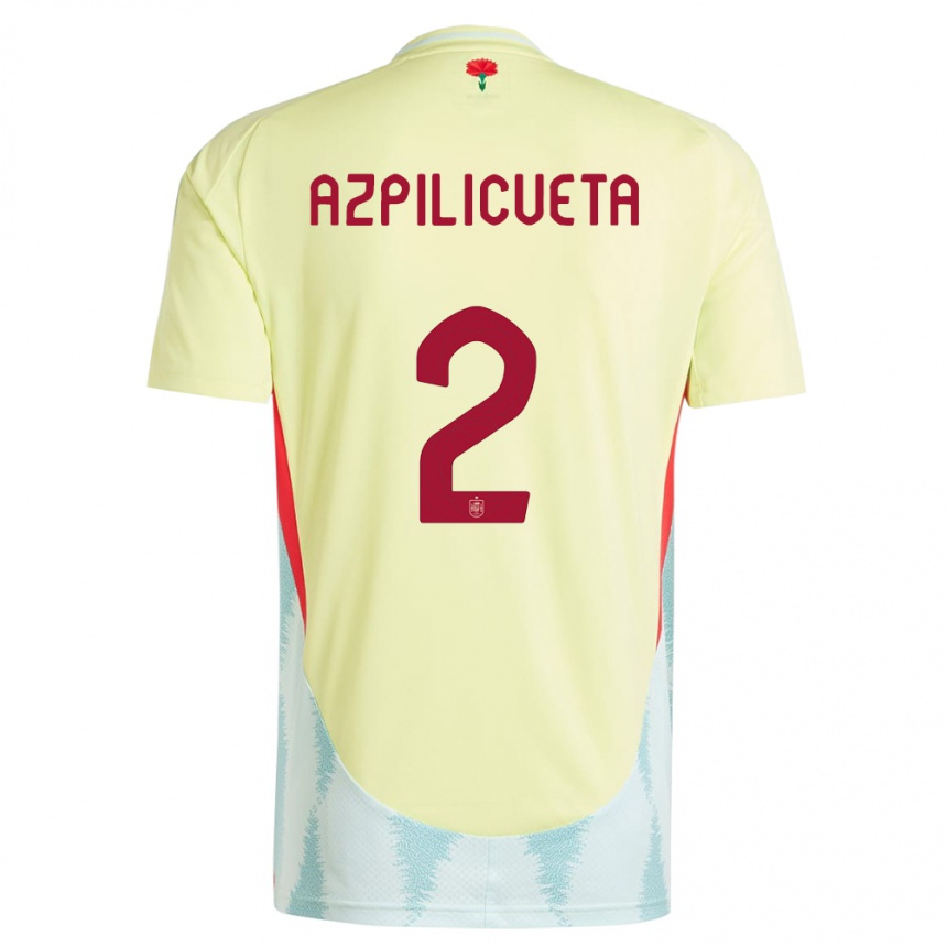 Vaikiškas Ispanija Cesar Azpilicueta #2 Geltona Išvykos Marškinėliai 24-26 T-Shirt