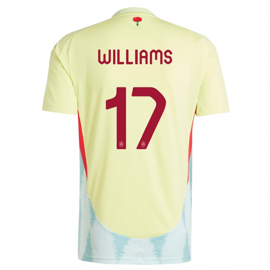 Vaikiškas Ispanija Nico Williams #17 Geltona Išvykos Marškinėliai 24-26 T-Shirt