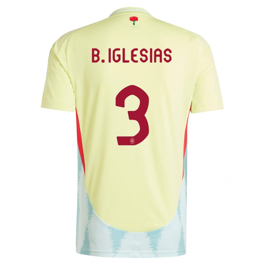 Vaikiškas Ispanija Borja Iglesias #3 Geltona Išvykos Marškinėliai 24-26 T-Shirt