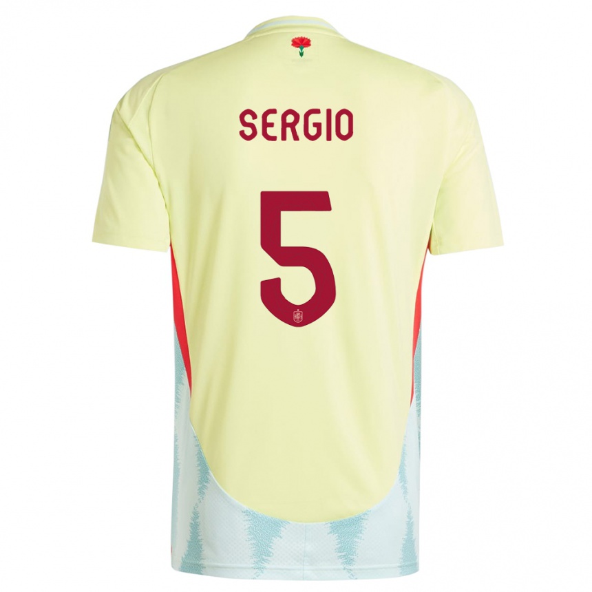 Vaikiškas Ispanija Sergio Busquets #5 Geltona Išvykos Marškinėliai 24-26 T-Shirt