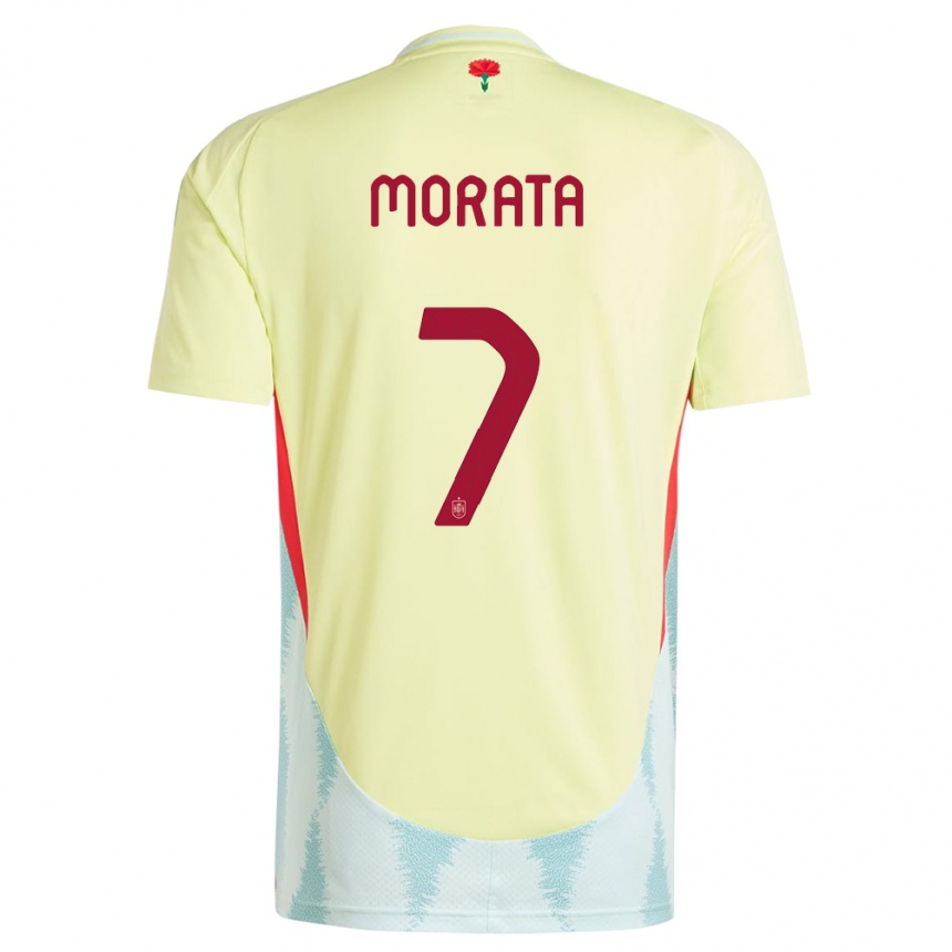 Vaikiškas Ispanija Alvaro Morata #7 Geltona Išvykos Marškinėliai 24-26 T-Shirt