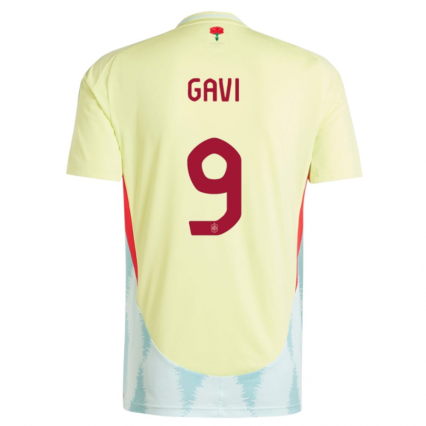 Vaikiškas Ispanija Gavi #9 Geltona Išvykos Marškinėliai 24-26 T-Shirt