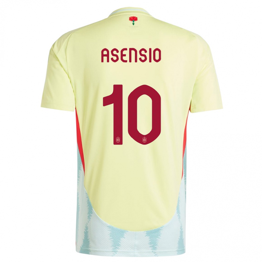 Vaikiškas Ispanija Marco Asensio #10 Geltona Išvykos Marškinėliai 24-26 T-Shirt