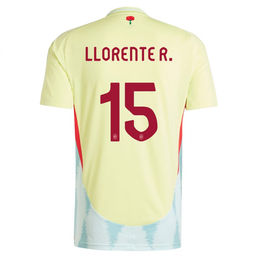 Vaikiškas Ispanija Diego Llorente #15 Geltona Išvykos Marškinėliai 24-26 T-Shirt