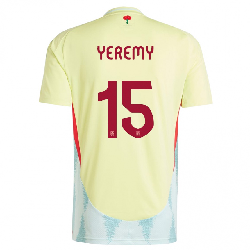 Vaikiškas Ispanija Yeremy Pino #15 Geltona Išvykos Marškinėliai 24-26 T-Shirt