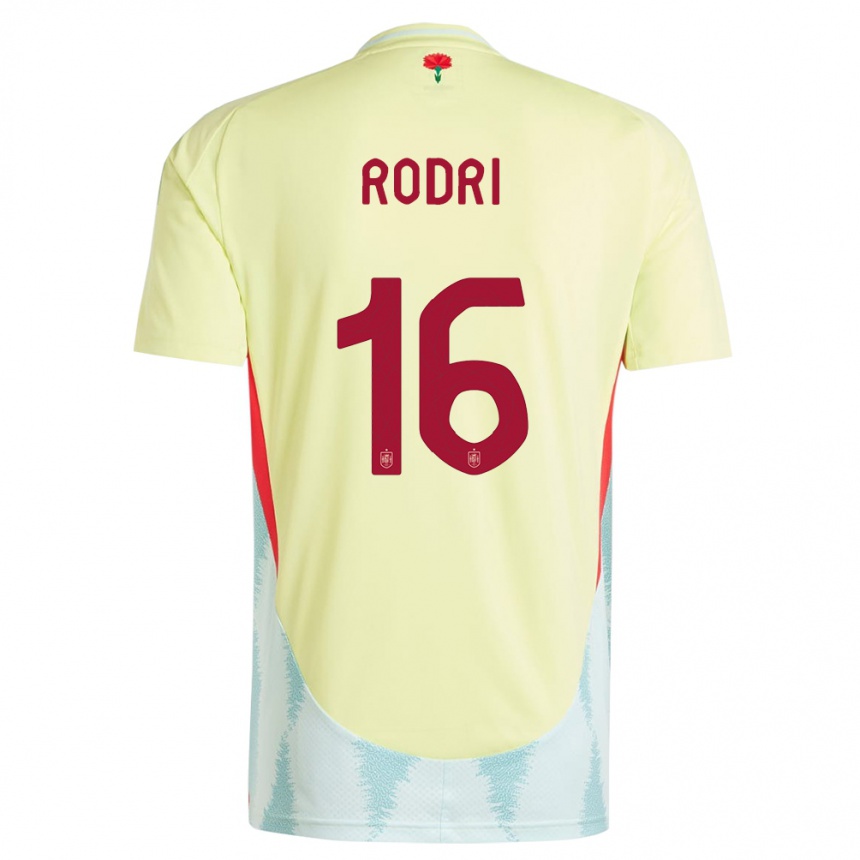 Vaikiškas Ispanija Rodri #16 Geltona Išvykos Marškinėliai 24-26 T-Shirt