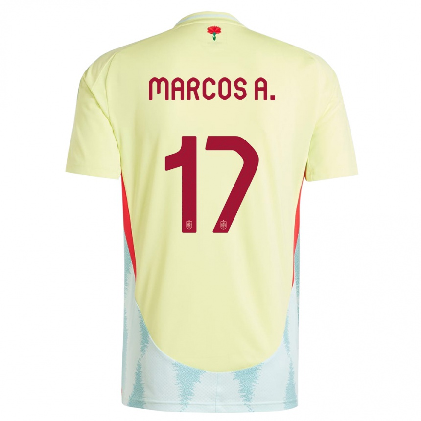 Vaikiškas Ispanija Marcos Alonso #17 Geltona Išvykos Marškinėliai 24-26 T-Shirt