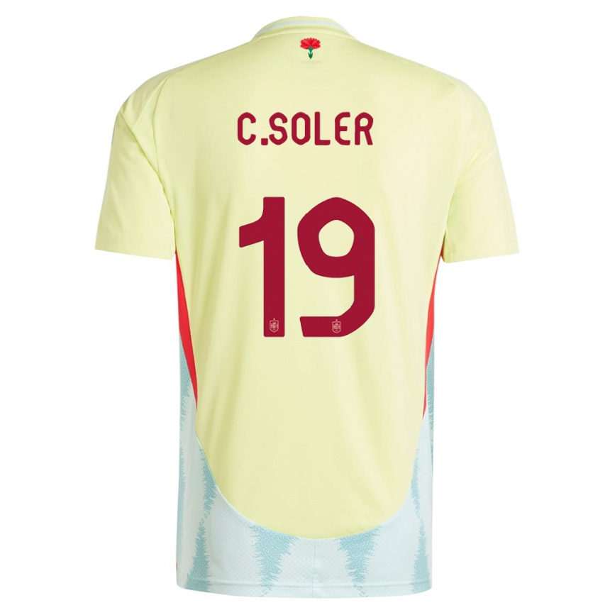 Vaikiškas Ispanija Carlos Soler #19 Geltona Išvykos Marškinėliai 24-26 T-Shirt