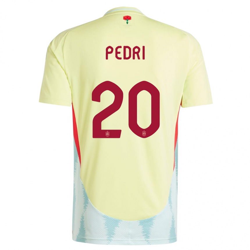 Vaikiškas Ispanija Pedri #20 Geltona Išvykos Marškinėliai 24-26 T-Shirt